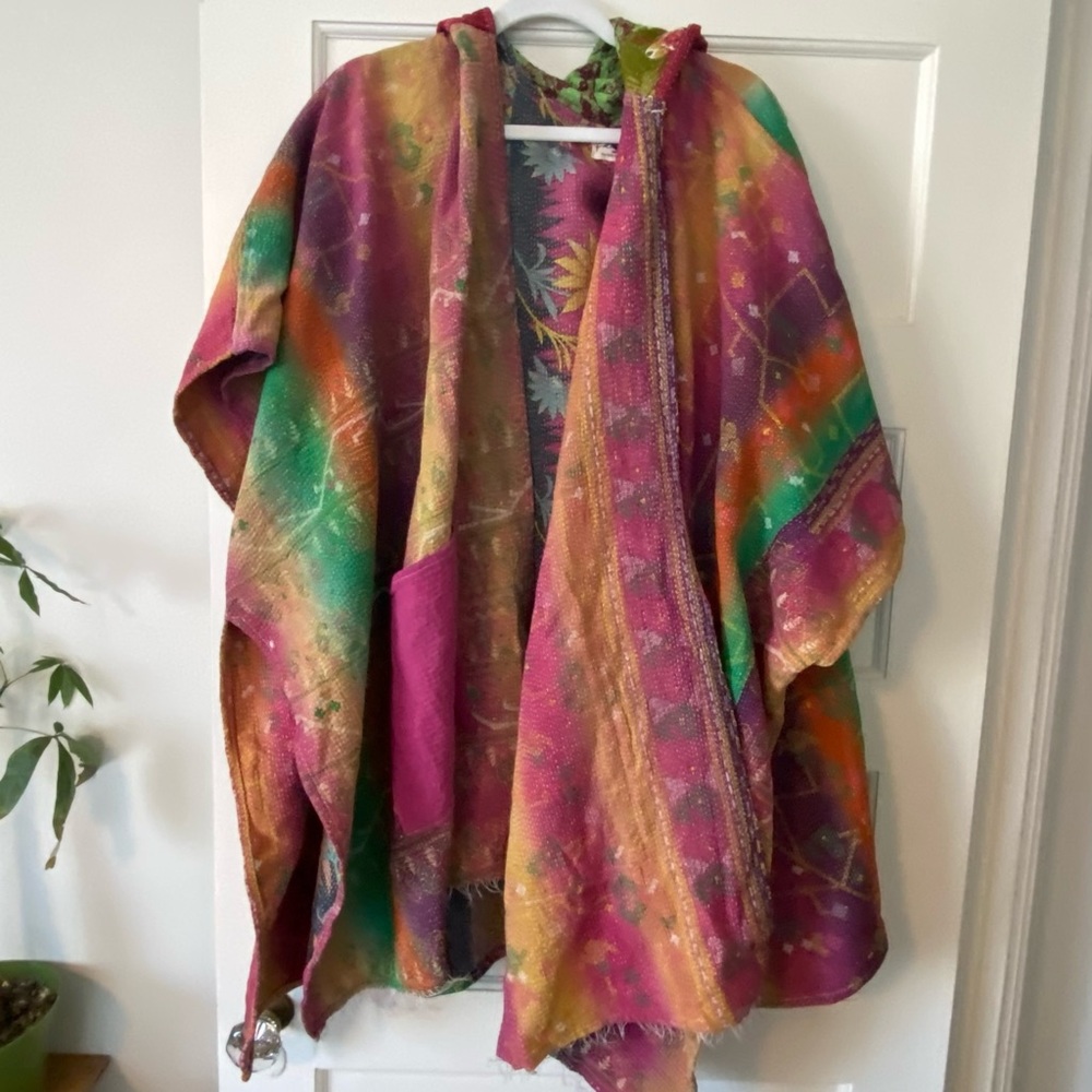 Rainbow reversible coat with hood